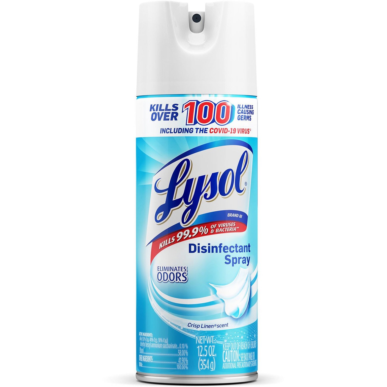 Lysol Disinfectant - Spray - 12.50 oz (0.78 lb) - Crisp Linen Scent - 1 Each - Clear - Office Supplies