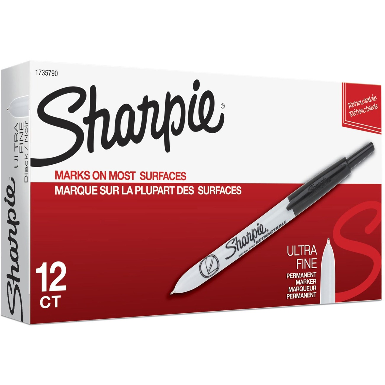Sharpie Permanent Markers, Ultra Fine Point, Black, 12 Count
