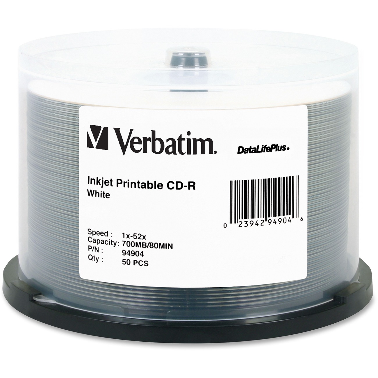 Verbatim 700MB 52X CD-R White InkJet Printable Disc Model 94904