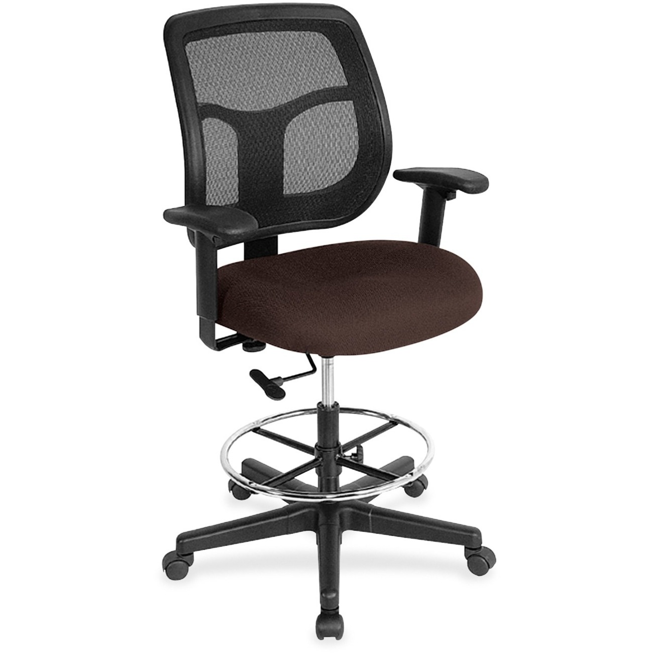 Eurotech Apollo DFT9800 Drafting Stool - Chocolate Seat Color - Fabric Seat Material - 5-star Base - 1 Each