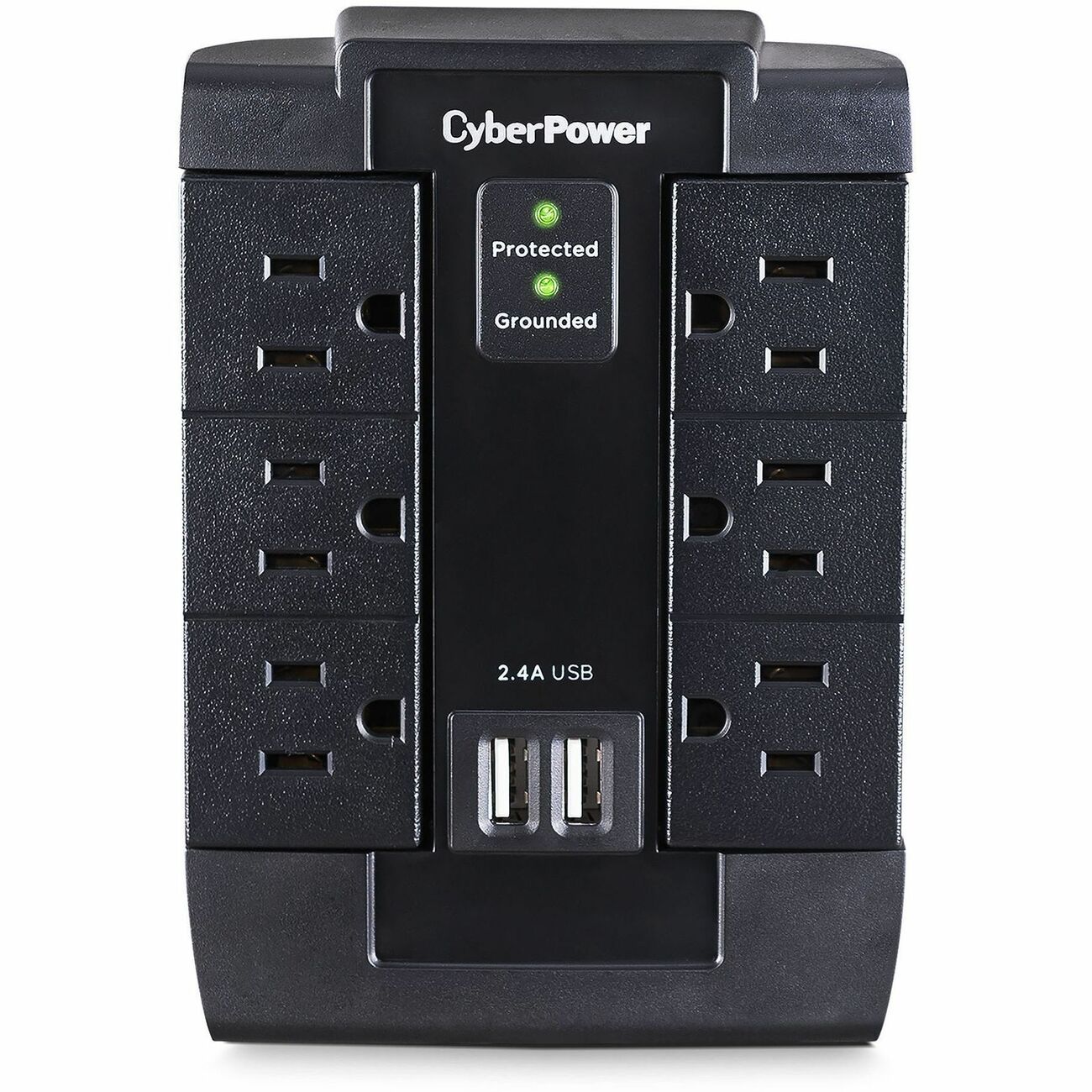 CyberPower CSP600WSU Surge Protector 6-AC Outlet Swivel with 2 USB Charging  Ports 