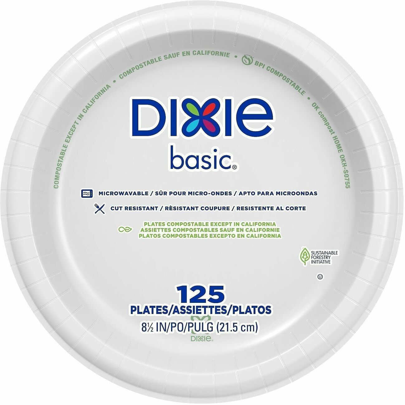 Dixie DBP09W 8.5" Paper Plates 125/Pack Microwavable