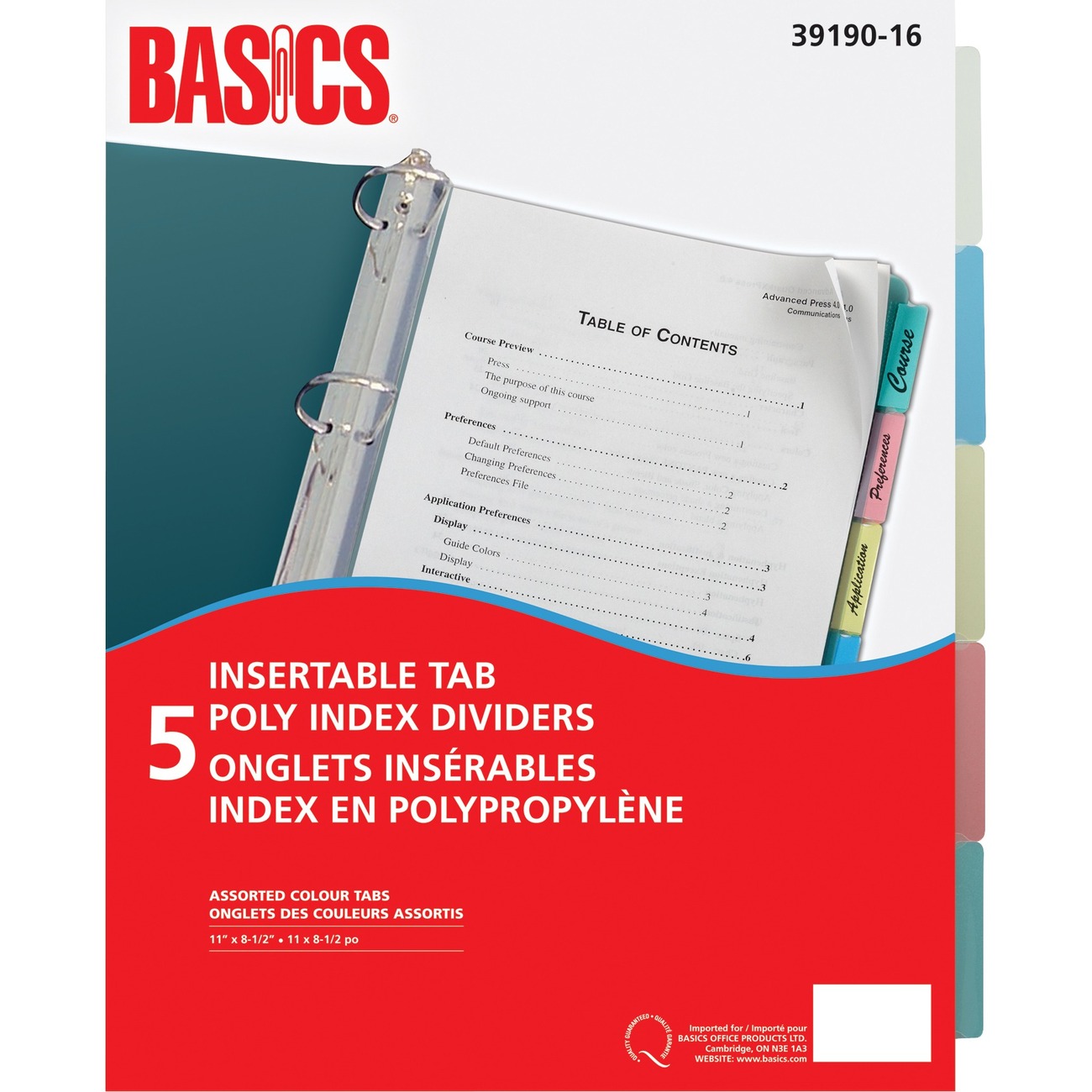 Basics Poly Index Dividers Assorted Colours Tabs Total Office Plus