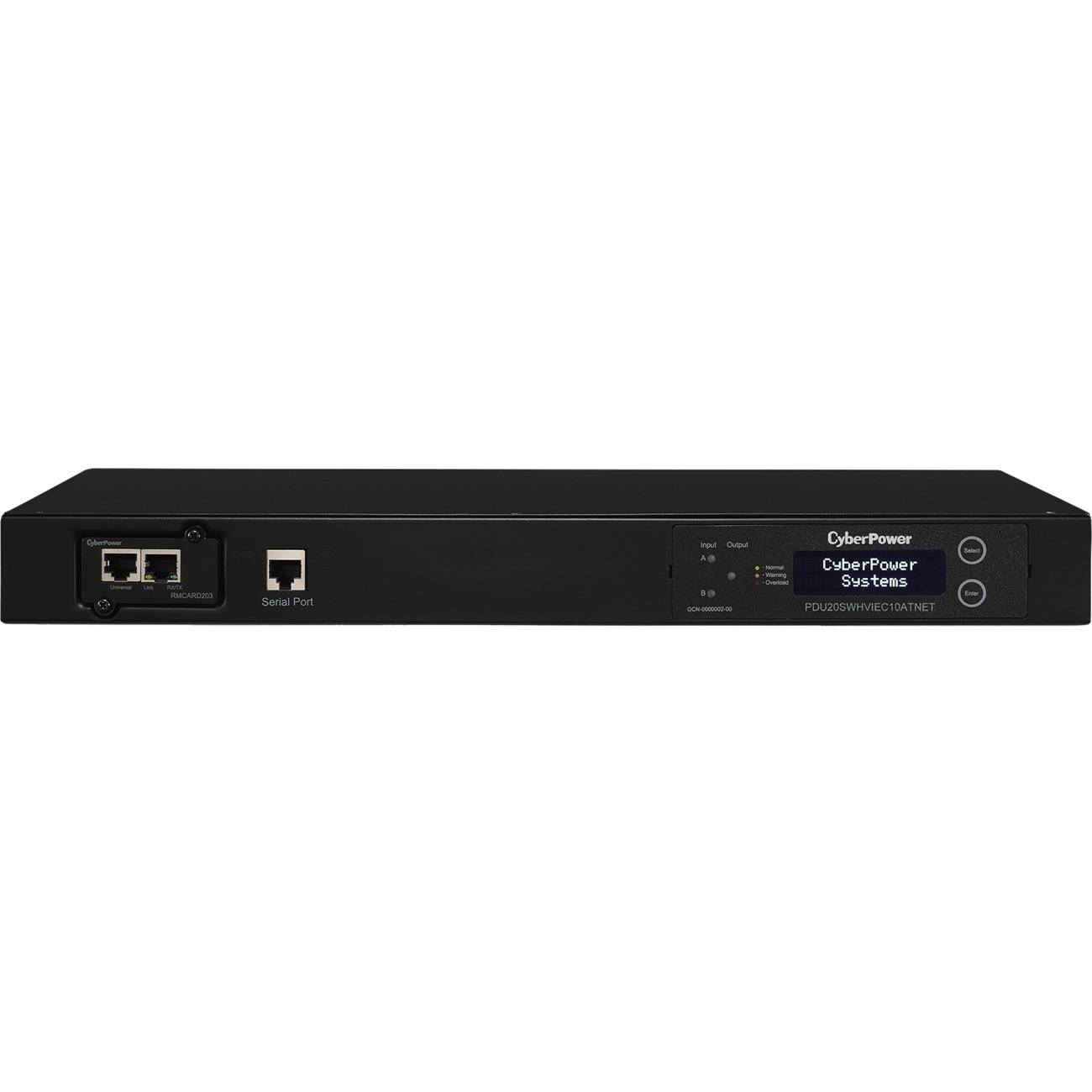 CyberPower PDU20SWHVIEC10ATNET Switched ATS PDU 200-240V 20A 1U 10-Outlets (2) IEC C20 - Switched - IEC 60320 C20 - 8 x IEC 60320 C13, 2 x IEC 60320 C19 - 230 V AC - 1U - Rack-mountable