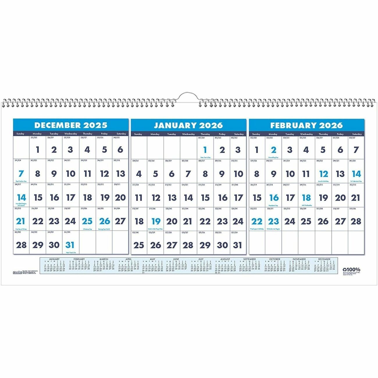 House of Doolittle 3-month Horizontal Wall Calendar | Office Express