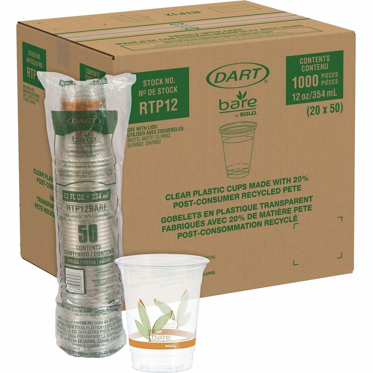 Solo Bare Eco-Forward 12 oz Cold Cups | Office City Express - Columbus OH