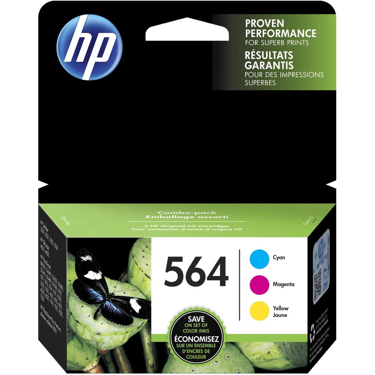 HP 564 Original Standard Yield Inkjet Ink Cartridge - Cyan, Yellow, Magenta - 3 / Pack - 300 Pages (Per Cartridge)