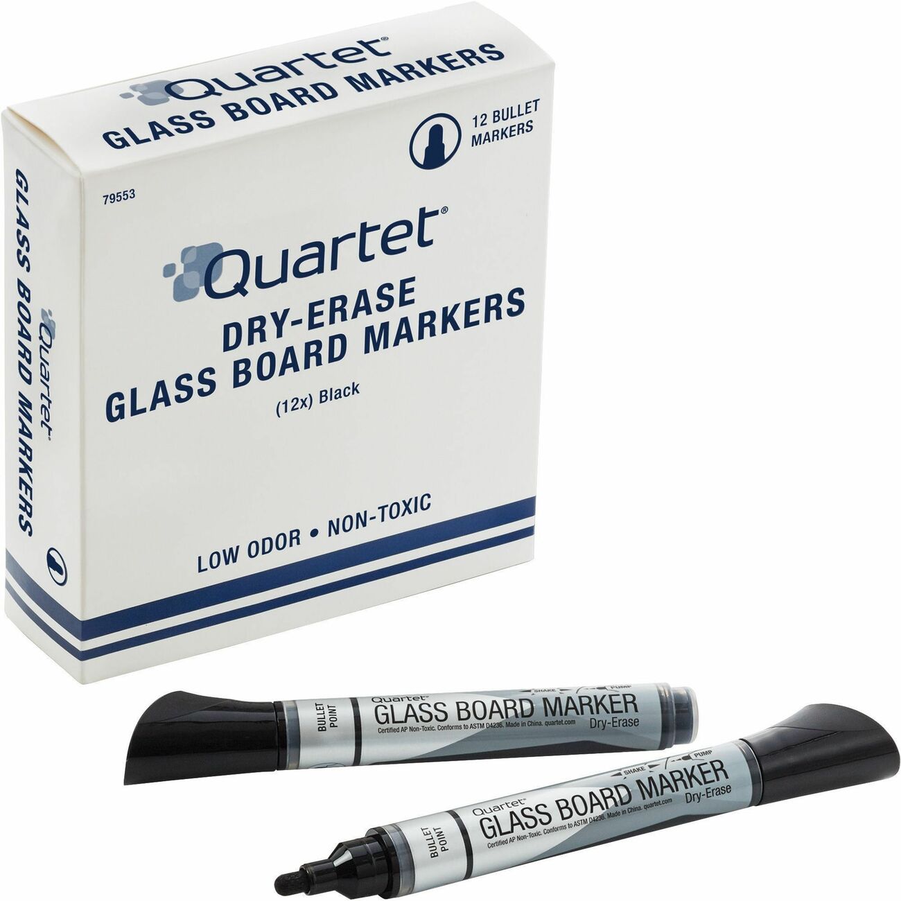 Quartet Premium Glass Board Dry Erase Marker, Bullet Tip, Assorted, 4-Pack