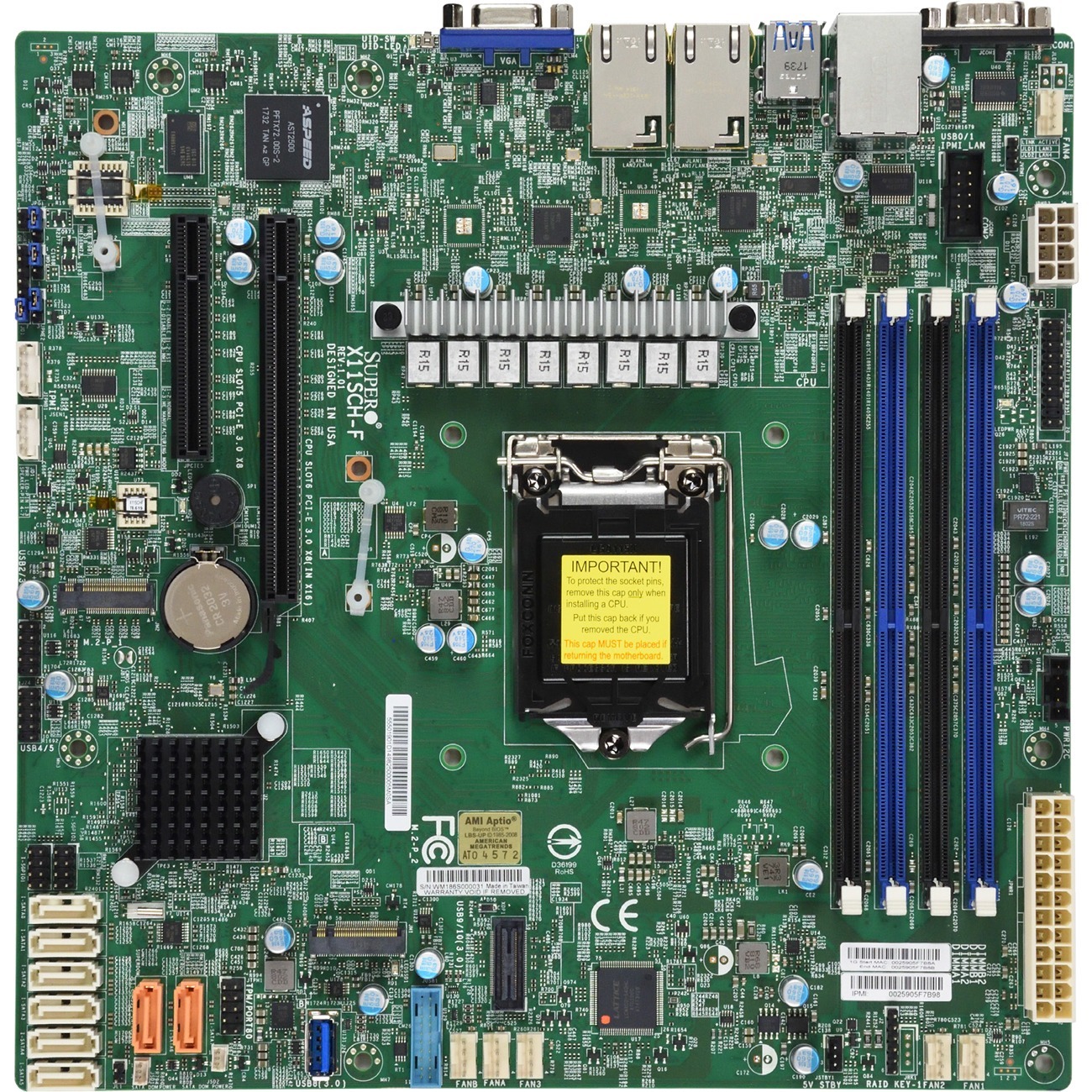 Supermicro X11SCH-LN4F Server Motherboard - Intel C246 Chipset