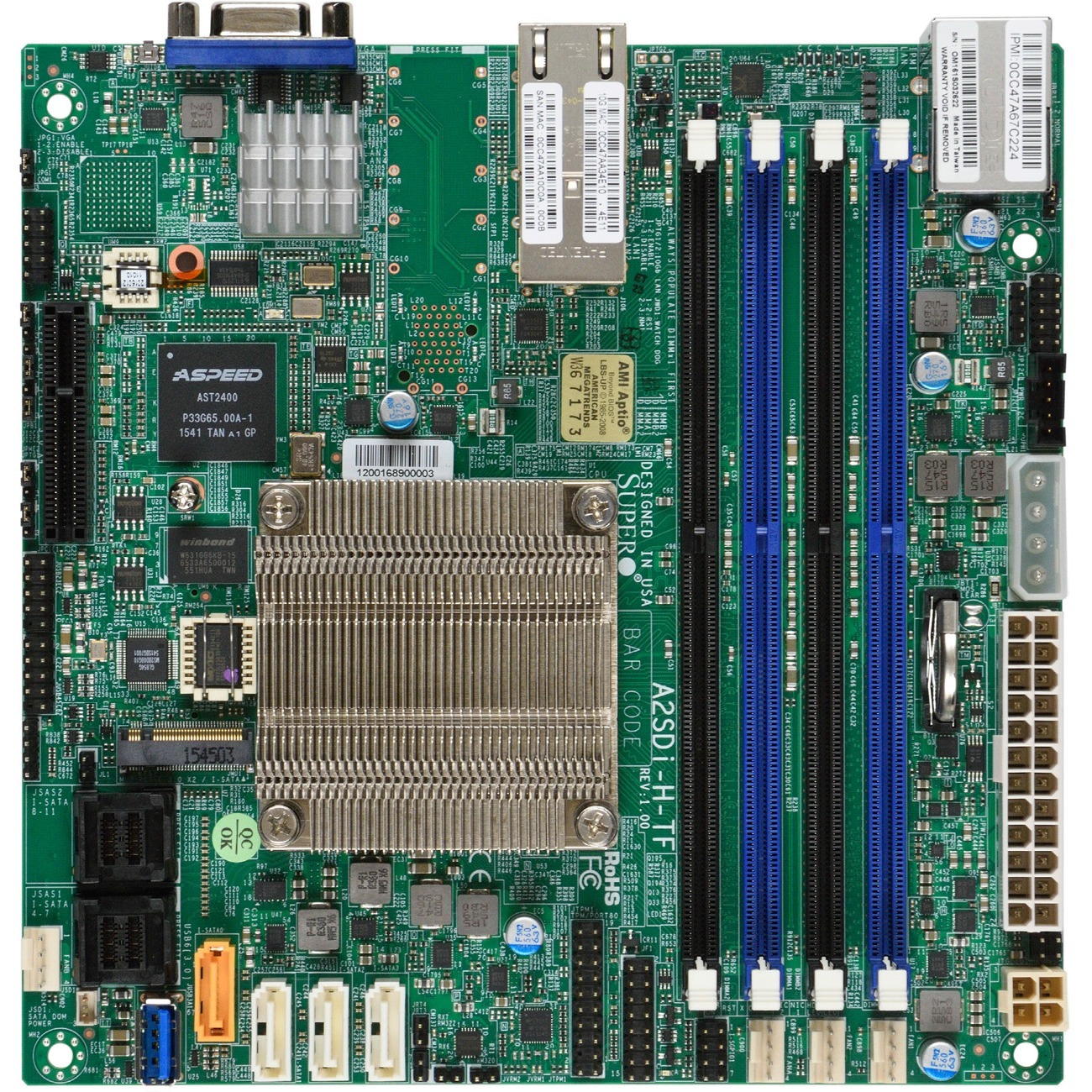 SUPERMICRO A2SDi-H-TF ATOM BOARD-MBD-A2SDI-H-TF-O Available at