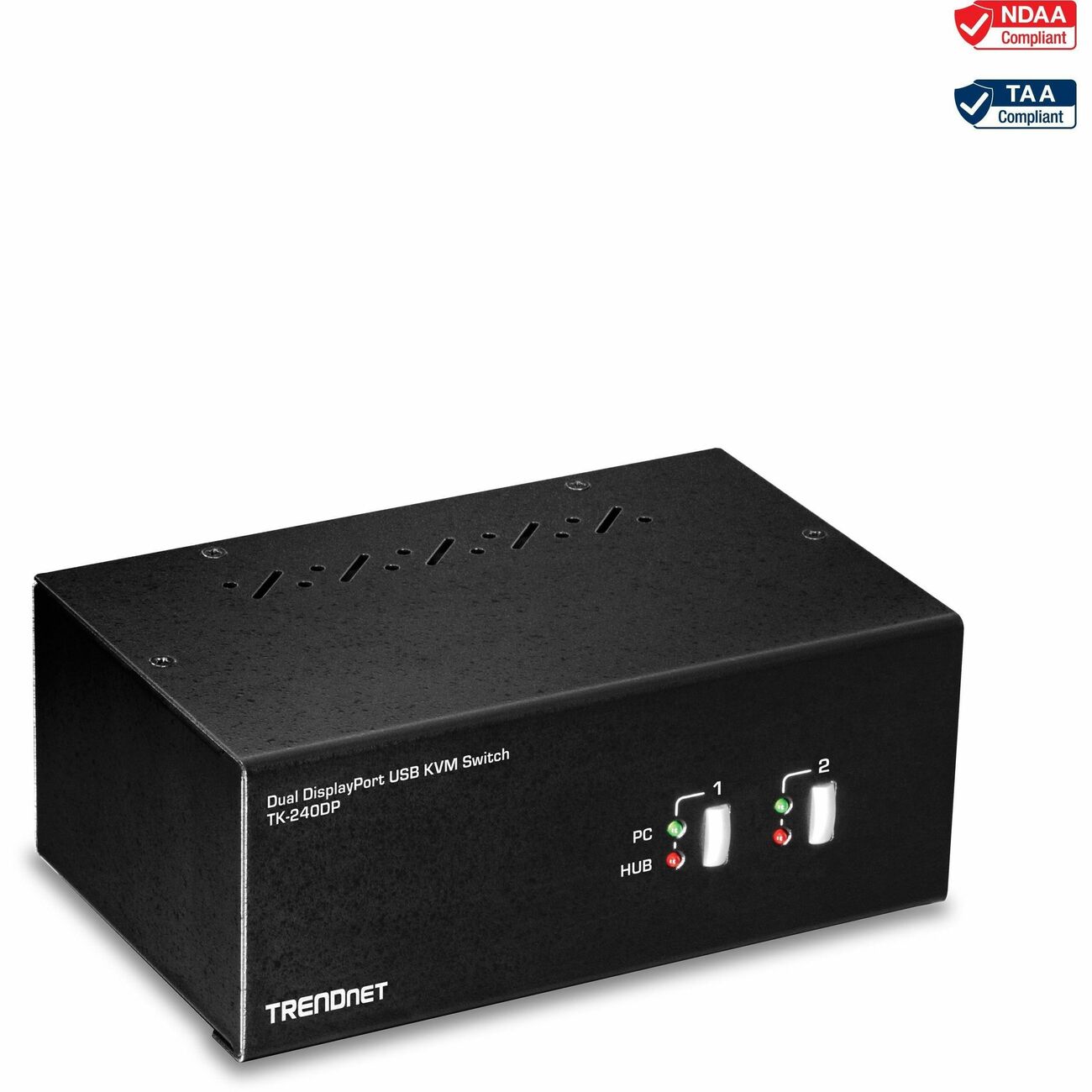 Commutateur KVM TRENDnet TK-240DP - 2 Ports DisplayPort Avec Audio, Hub USB 2.0 - Pour 2 Ordinateurs Et 2 Écrans (Dual Monitor) - Résolution 4K 3840x2160