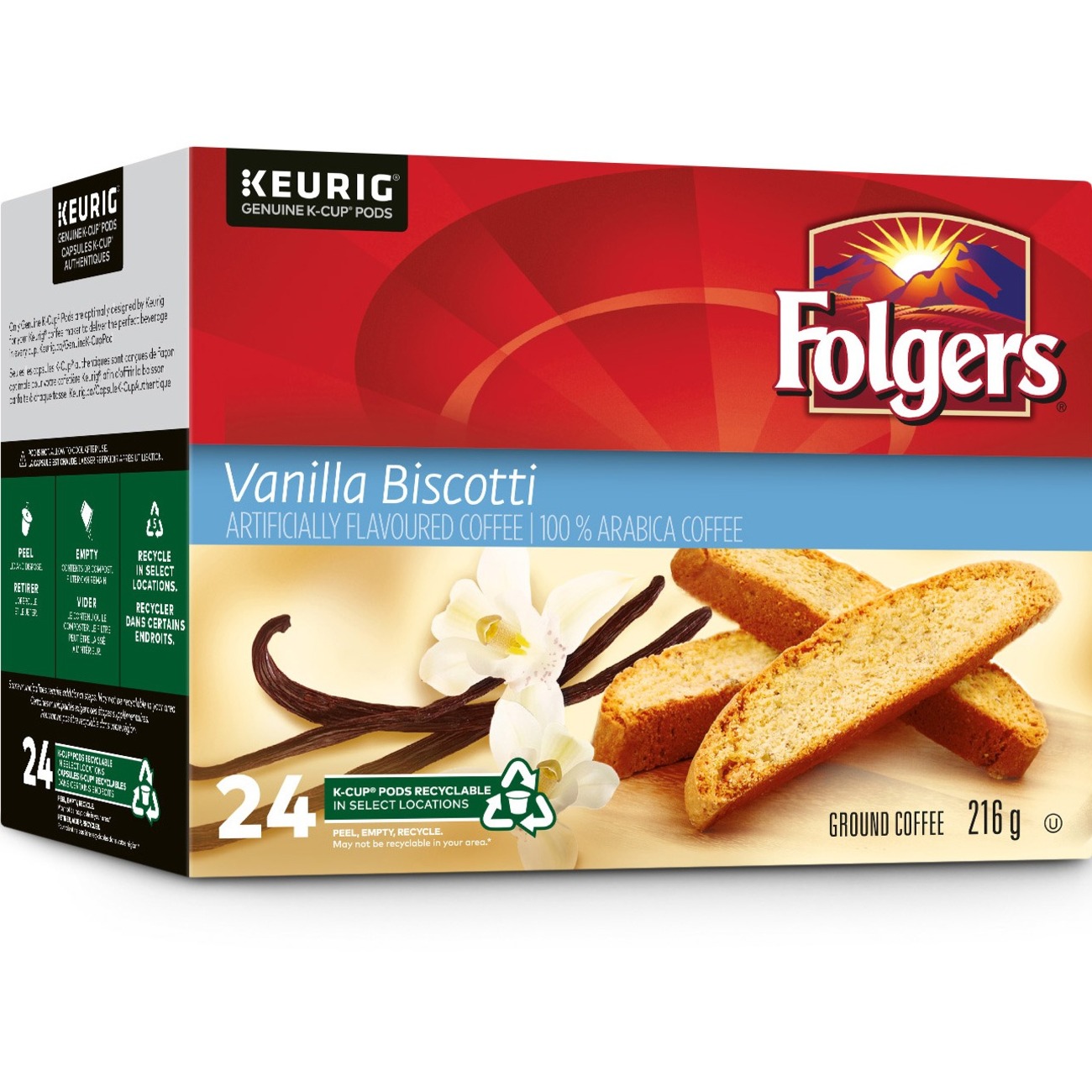 Folger Vanilla Biscotti Coffee K-Cup - Vanilla Biscotti, Creamy ...