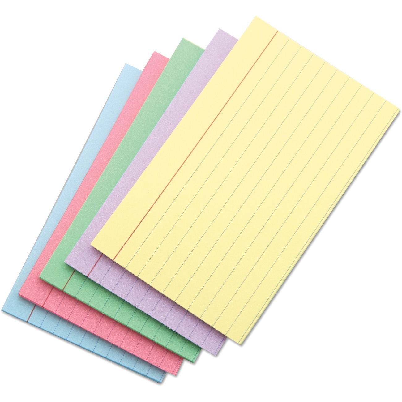Universal Index Cards, Ruled, 3 x 5, Assorted, 100/Pack - 3" Width x 5" LengthRecycled - Ruled - 100 / Pack