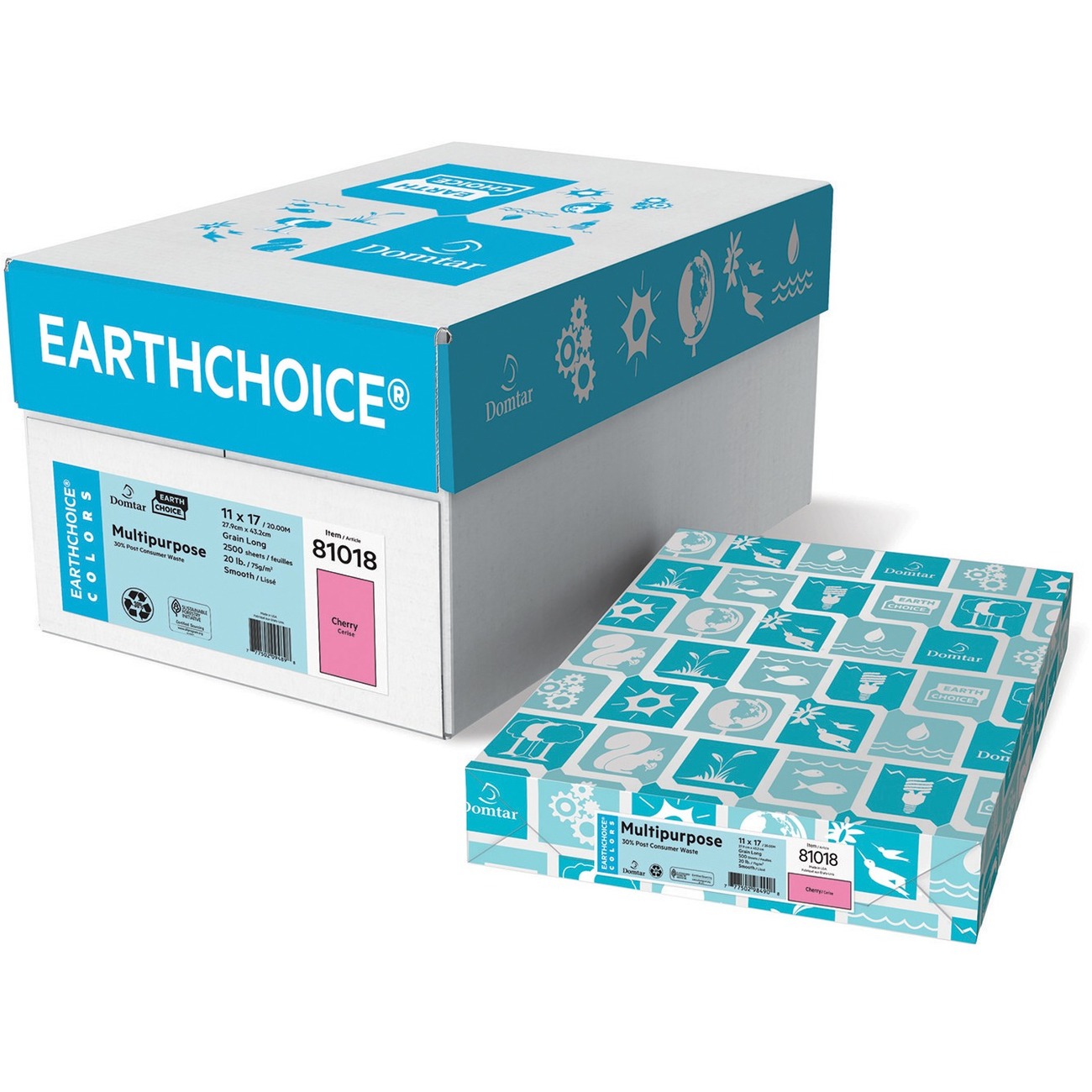 Domtar EarthChoice Colored Paper Cherry Tabloid 11" x 17" 20 lb