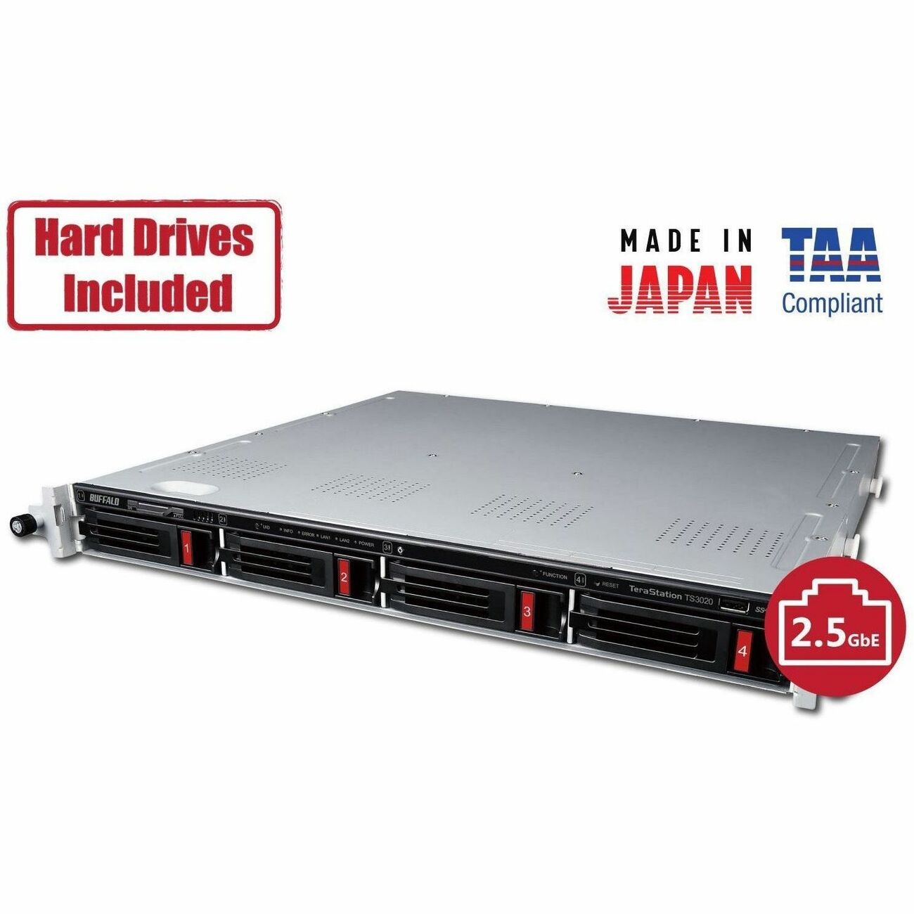 BUFFALO TeraStation TS3420RN0804 4-Bay NAS 8TB (4x2TB) with NAS-Grade Hard  Drives Included Rackmount Network Attached Storage