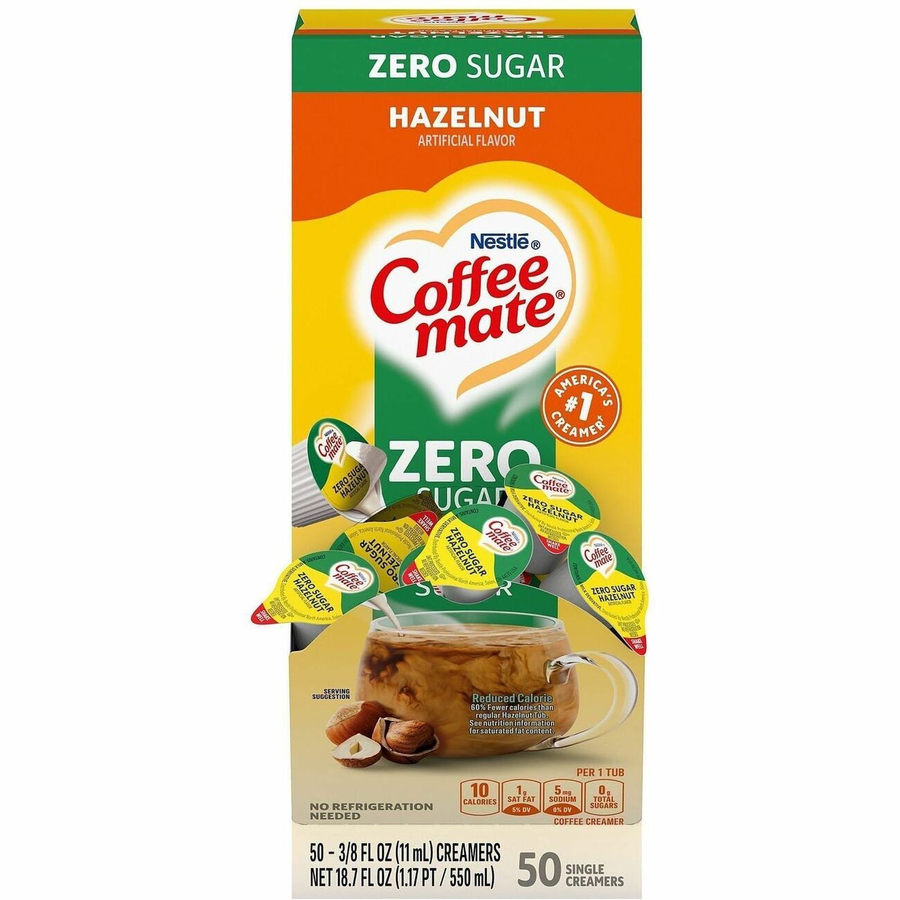 Coffee mate ZeroSugar Hazelnut Flavored Liquid Creamer Singles LB Office