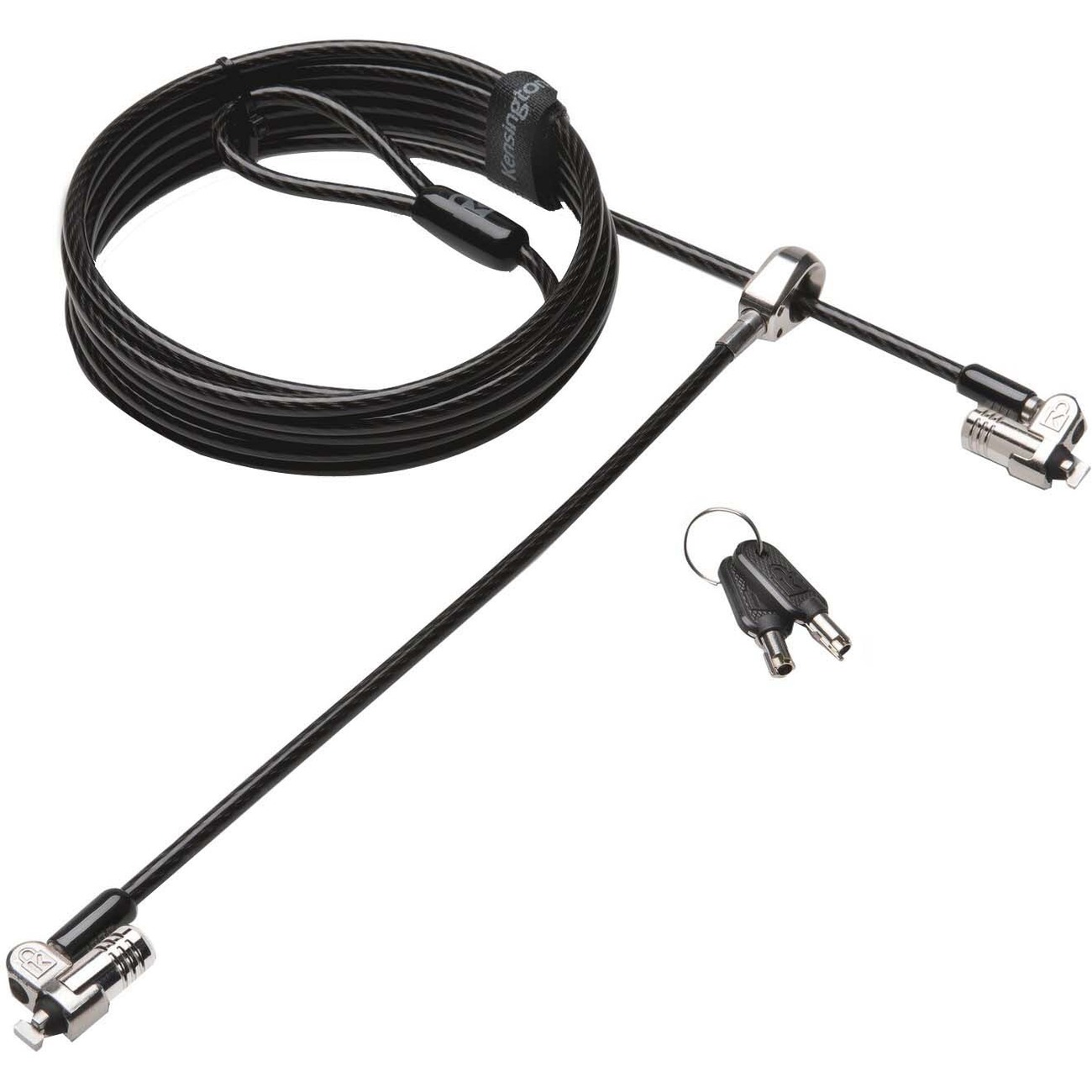 Kensington MicroSaver 2.0 Keyed Twin Laptop Lock - Like Keyed - 8 ft (2.44 m) Cable - Keyed Alike Lock - Silver - Carbon Steel - For Notebook, Printer, Monitor, Docking Station