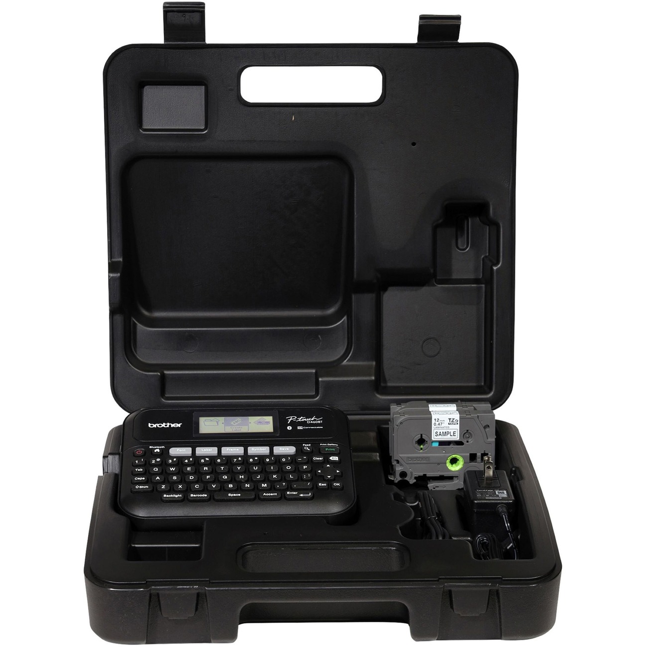 Brother P-touch Business Expert Connected Label Maker with Case PTD460BTVP  Brother P-touch Business Expert Connected Label Maker PT-D460BTVP with  Bluetooth® Connectivity, includes Carry Case and 4m Black Print on Clear  Sample