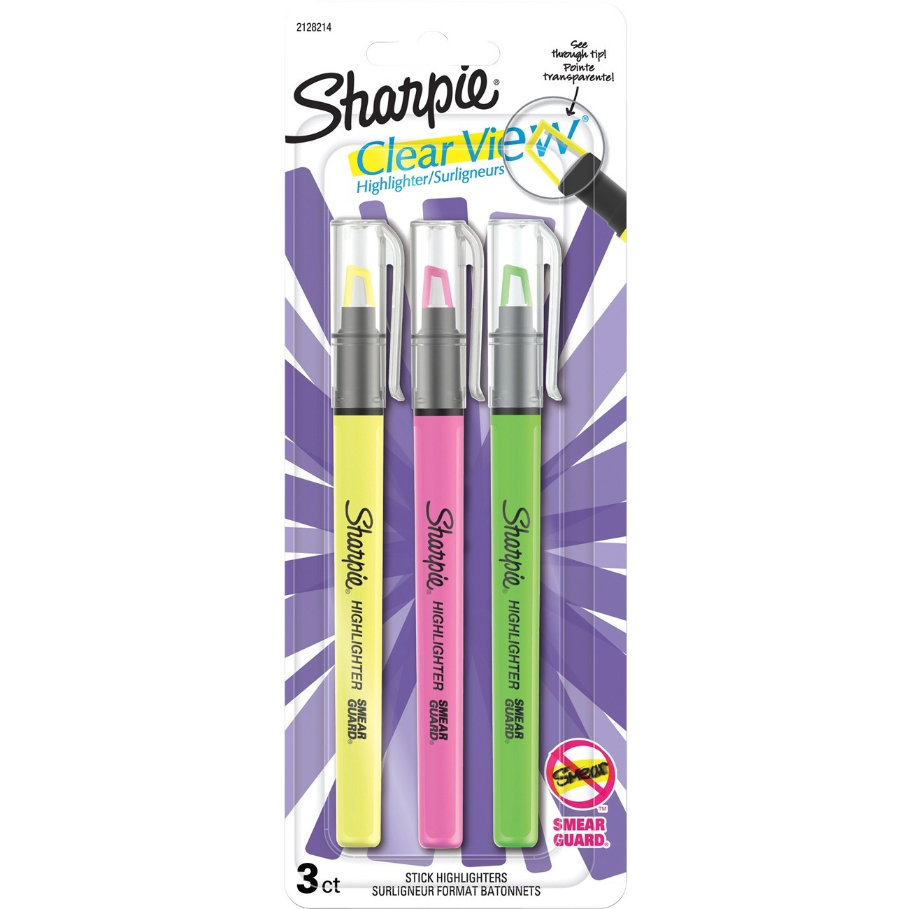 Sharpie Clear View Stick Highlighters, SeeThrough Chisel Tip