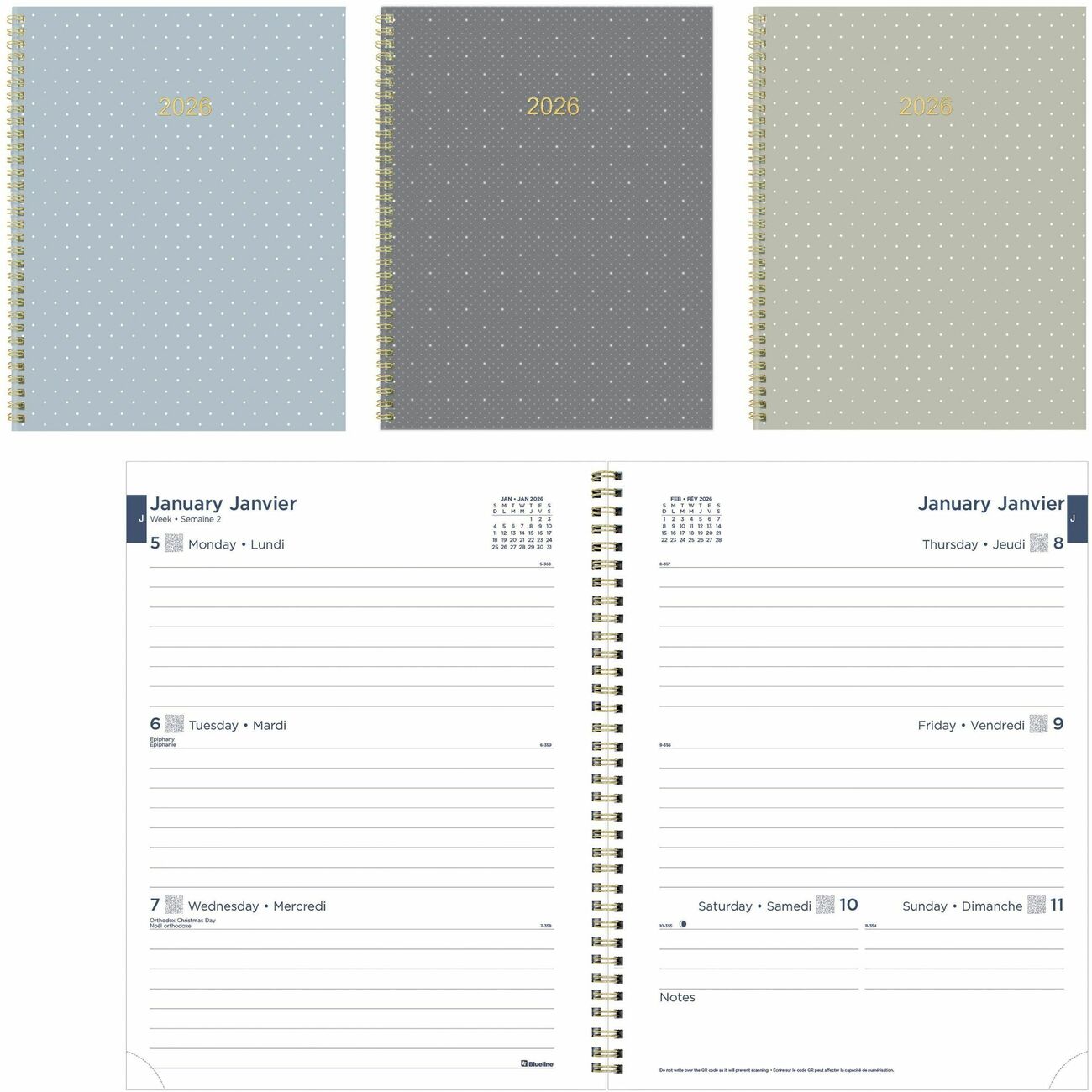 Blueline 2026 12-Month Weekly/Monthly Planner - January to December ...