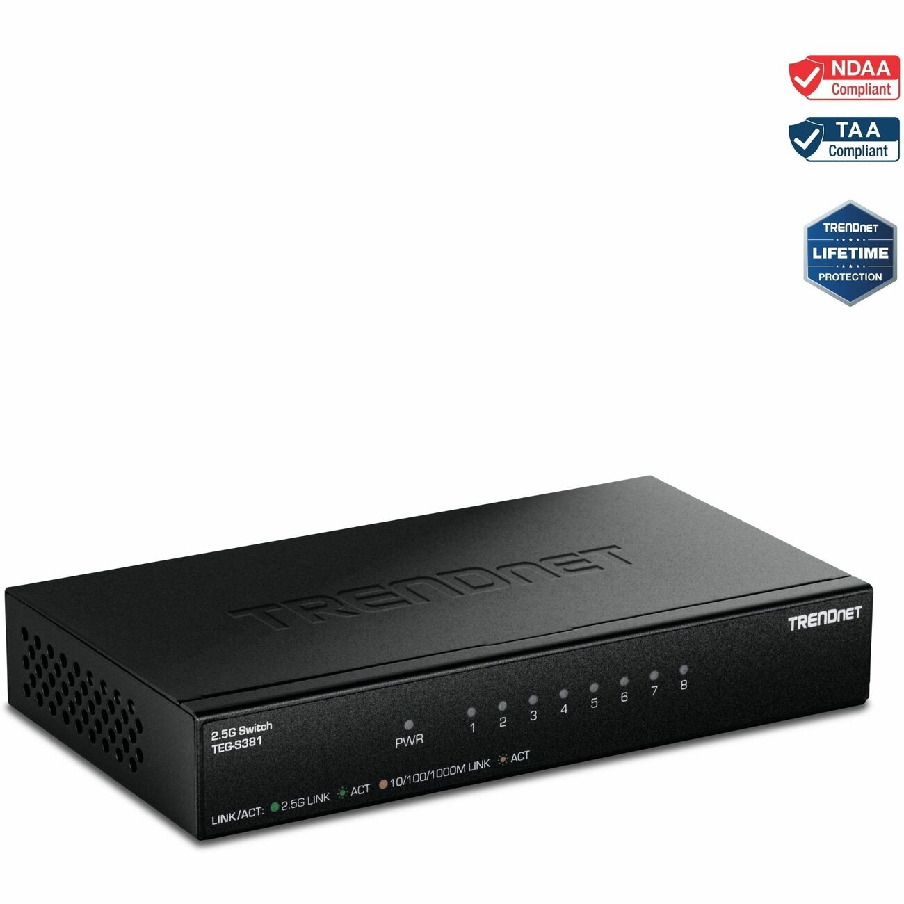 TRENDnet 8-Port 2.5G Switch, TEG-S381, 8 x 2.5G RJ45 Ports, 40Gps