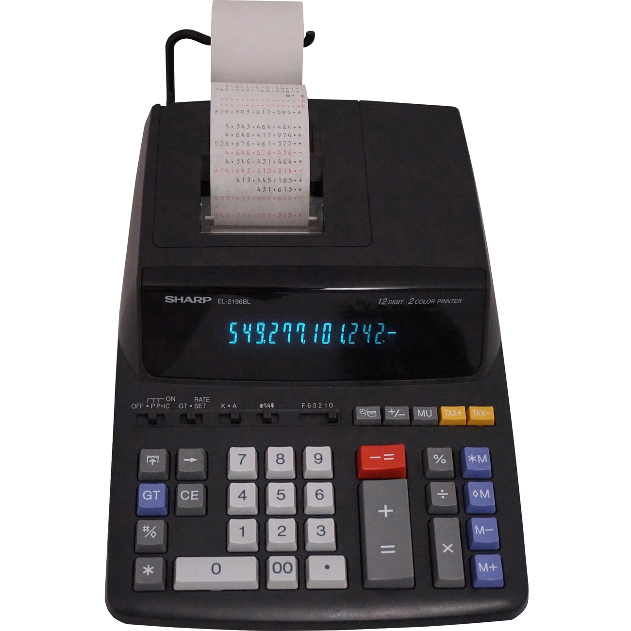 Sharp EL-2196BL 12 Digit Printing Calculator 3.7 LPS 4-Key Memory,  Heavy Duty, Item Count AC Supply Powered 5