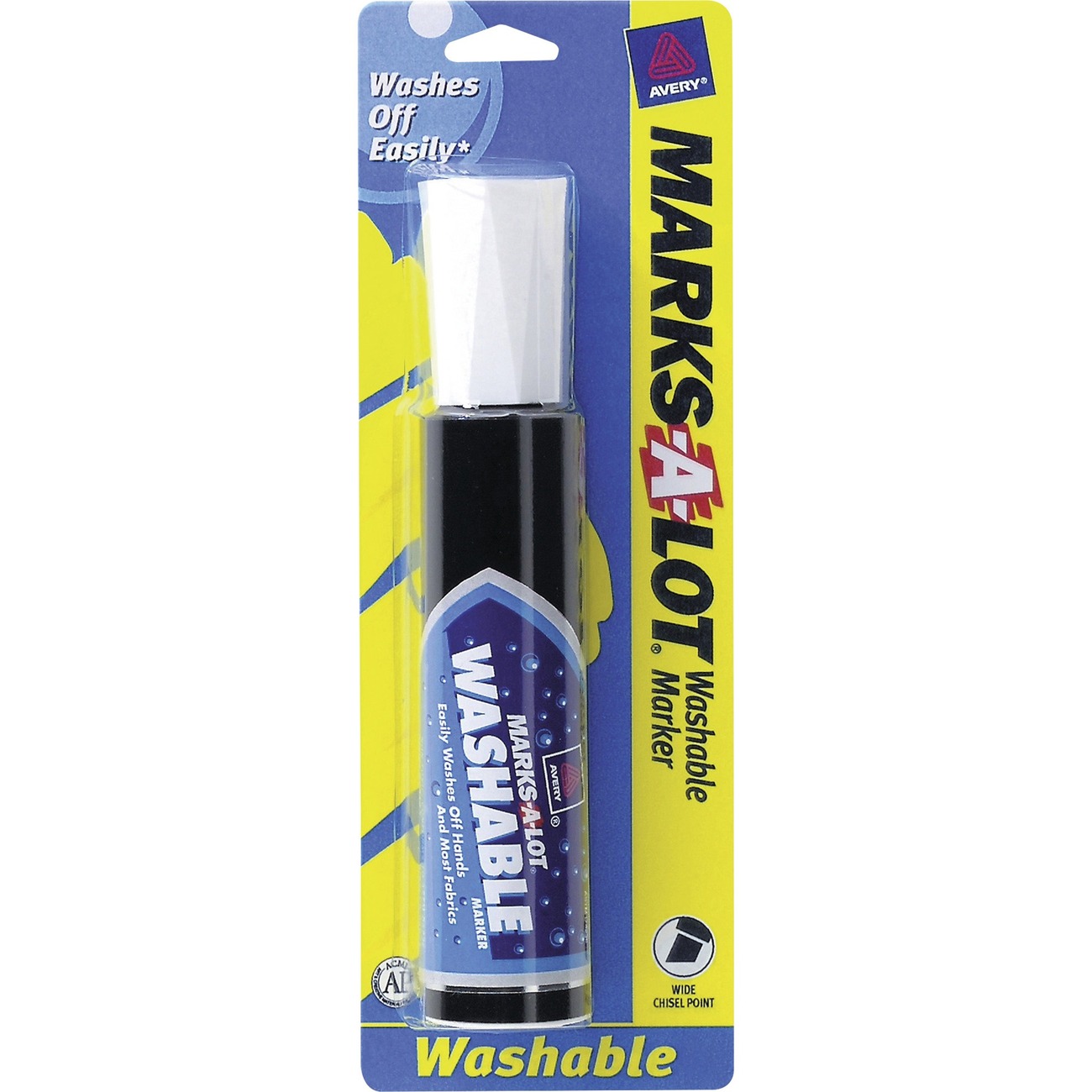  Marks A Lot Jumbo Black Washable Marker, Chisel Tip, 1 per  Pack, 4 Packs, 4 Markers Total (24158) : Office Products