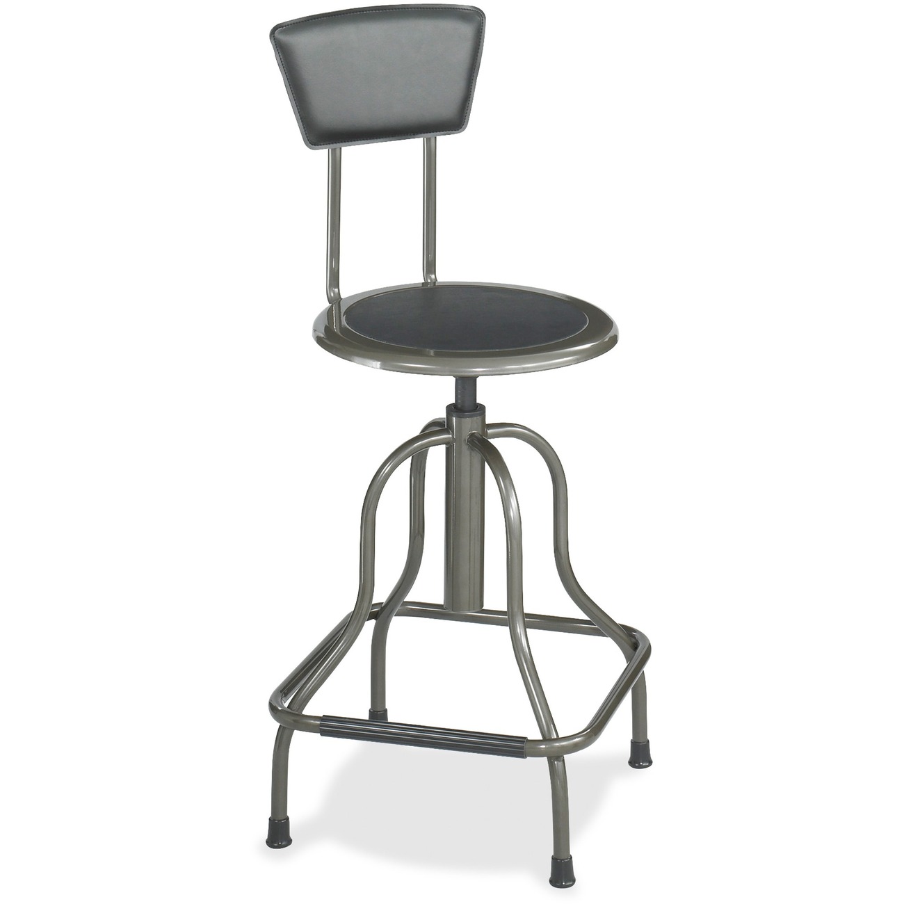 Safco Diesel Series Industrial Stool w/Back, High Base, Pewter