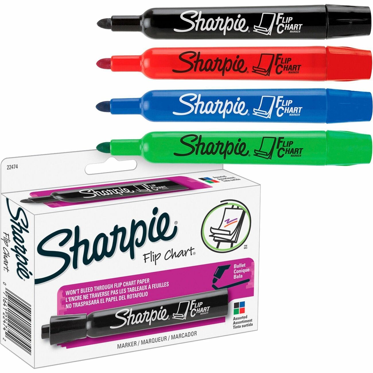 Sanford Flip Chart Bullet Tip Expo Dry Erase Markers 8 Assorted 7 Colors In  Box