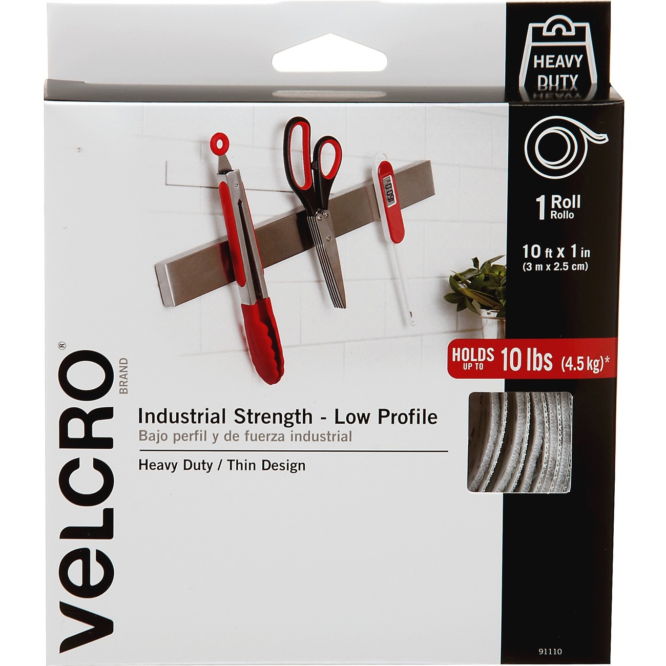 Velcro 91110 Sticky-Back Ultra-Thin Tape, One Inch x 10 ft., Black 