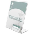 Deflecto Superior Image Slanted Sign Holders - 1 Each - 11" (279.40 mm) Width x 8.50" (215.90 mm) Height - Rectangular Shape - Plastic - Clear