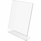 Deflecto Classic Image Slanted Sign Holder - 1 Each - 8.50" (215.90 mm) Width x 11" (279.40 mm) Height - Rectangular Shape - Side-loading, Self-standing - Plastic - Clear