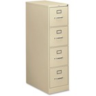 HON 310 Series 4-Drawer Vertical File - 15" x 26.5" x 52" - 4 x Drawer(s) for File - Letter - Vertical - Security Lock, Rust Resistant, Ball-bearing Suspension, Label Holder - Putty - Baked Enamel - Metal - Recycled