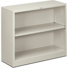 HON Brigade Steel Bookcase | 2 Shelves | 34-1/2"W | Light Gray Finish - 29" Height x 34.5" Width x 12.6" Depth - Adjustable Shelf, Reinforced, Welded, Durable, Compact - Steel