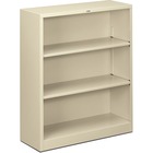 HON Brigade Steel Bookcase | 3 Shelves | 34-1/2"W | Putty Finish - 41" Height x 34.5" Width x 12.6" Depth - Adjustable Shelf, Reinforced, Welded, Durable, Compact - Steel