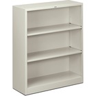 HON Brigade 3-Shelf Steel Bookcase - 34.5" x 12.6" x 41" - 3 x Shelf(ves) - 111.58 kg Load Capacity - Rust Resistant, Heavy Duty - Light Gray - Baked Enamel - Steel - Recycled