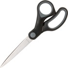 Sparco Straight Rubber Handle Scissors - 8" (203.20 mm) Overall Length - Straight - Stainless Steel - Black, Gray - 1 / Each