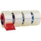 Sparco Heavy-duty Packaging Tape with Dispenser - 55 yd (50.3 m) Length x 2" (50.8 mm) Width - 3" Core - 3 mil - Acrylic Backing - Dispenser Included - 4 / Pack - Clear