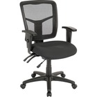 Lorell ErgoMesh Series Managerial Mid-Back Chair - Black Fabric Seat - Black Back - Black Frame - 5-star Base - 20" Seat Width x 18.7" Seat Depth - 25.3" Width x 23.5" Depth x 40.5" Height - 1 / Each