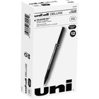uni-ball Deluxe Rollerball Pens - Micro Pen Point - 0.5 mm Pen Point Size - Black - Gray Barrel - 12 / Dozen