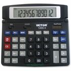 Victor 12004 Desktop Calculator - Auto Power Off, Big Display, Auto Replay, Easy-to-read Display, Dual Power - 12 Digits - LCD - Battery/Solar Powered - 0.5" x 7.3" x 6.4" - Black - 1 Each