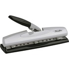 Swingline LightTouch High-Capacity Desktop Punch - 3 Punch Head(s) - 20 Sheet Capacity - 9/32" Punch Size - Black, Silver