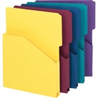 Smead 2/5 Tab Cut Letter Recycled File Pocket - 8 1/2" x 11" - 1" Expansion - Assorted - 10% Recycled - 5 / Pack