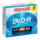 Maxell DVD Recordable Media - DVD-R - 16x - 4.70 GB - 5 Pack Jewel Case