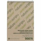 Nature Saver Recycled Steno Book - 60 Sheets - Spiral - 6" x 9" - White Paper - Chipboard Cover - Back Board - Recycled - 1 / Each