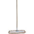 Genuine Joe Dust Mop Complete Combo - 24" (609.60 mm) Cotton Head - 60" (1524 mm) x 0.94" (23.81 mm) Wood Handle - Swivel Head, Lightweight, Chrome Plated, Absorbent, Rust Resistant, Reinforced, Refillable - 1 Each