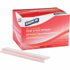 Genuine Joe 5-1/2" Plastic Stir Stick/Straws - 5.50" Length - Plastic - 1000 / Box - White