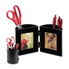 Deflecto Pencil Cup With Photo Frame - 1 Each - Black