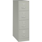 Lorell Vertical file - 4-Drawer - 15" x 26.5" x 52" - 4 x Drawer(s) for File - Letter - Vertical - Security Lock, Ball-bearing Suspension, Heavy Duty - Light Gray - Steel - Recycled
