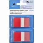 Sparco Removable Standard Flags in Dispenser - 100 x Red - 1.75" x 1" - Rectangle - Red - See-through, Self-adhesive, Removable - 100 / Pack